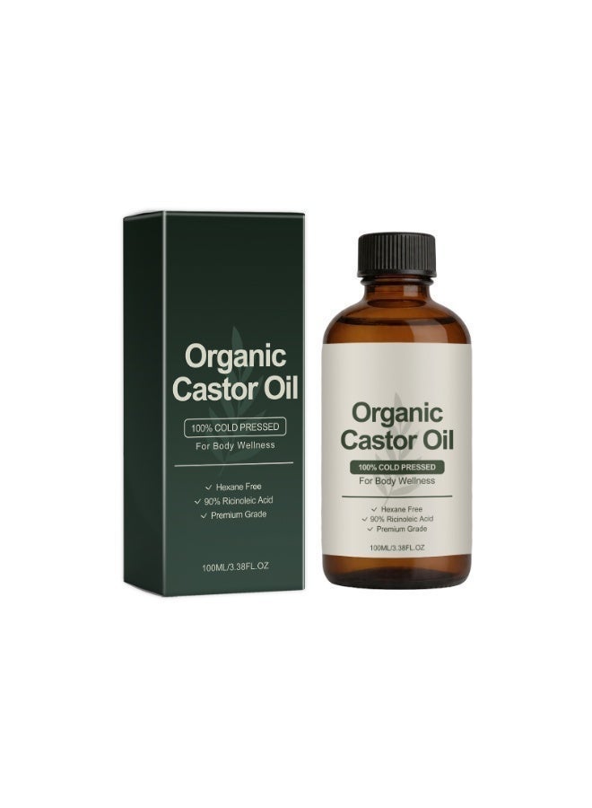 Organic Premium Organic Castor Oil | Cold Pressed Hexane Free with 90% Ricinoleic Acid, Easy Absorb Deep Hydration Oil for Firming Skin, Hair & Eyelash Care, 100ml - Image 1