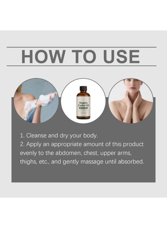 Organic Premium Organic Castor Oil | Cold Pressed Hexane Free with 90% Ricinoleic Acid, Easy Absorb Deep Hydration Oil for Firming Skin, Hair & Eyelash Care, 100ml - Image 2