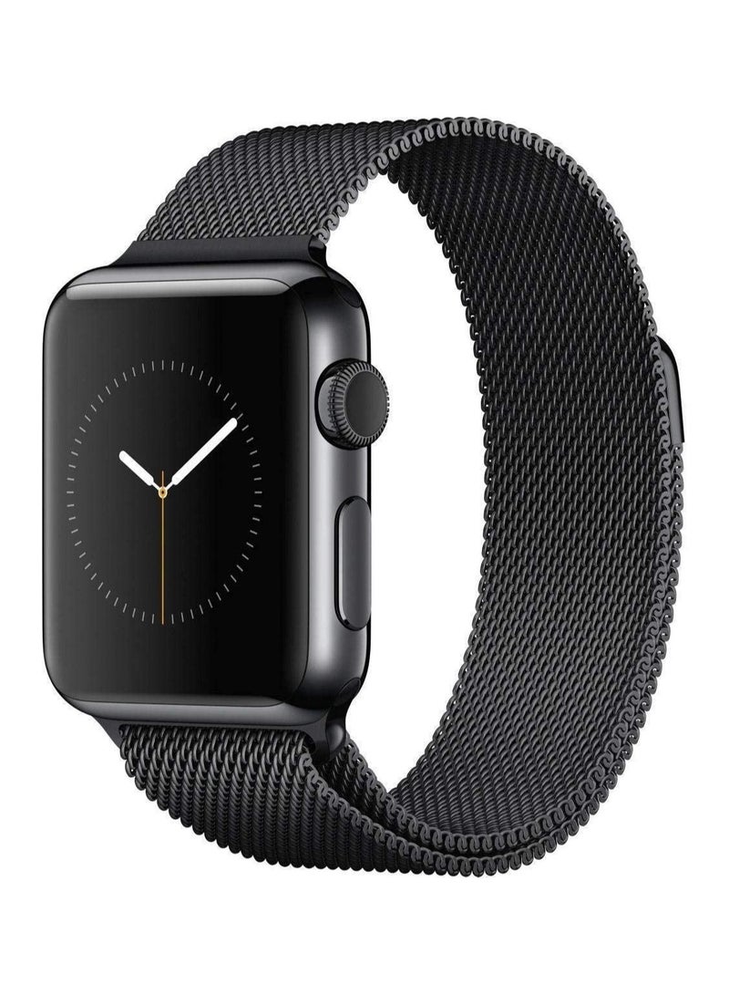 Milanese Loop Stainless Steel with Magnetic Clasp Bands for Apple Watch 42mm/44mm - Black Color - Image 1