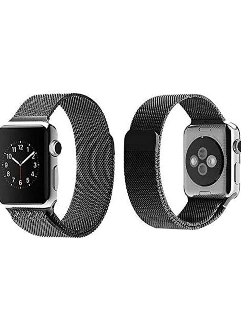 Generic - Milanese Loop Stainless Steel with Magnetic Clasp Bands for Apple Watch 42mm/44mm - Black Color - Image 1