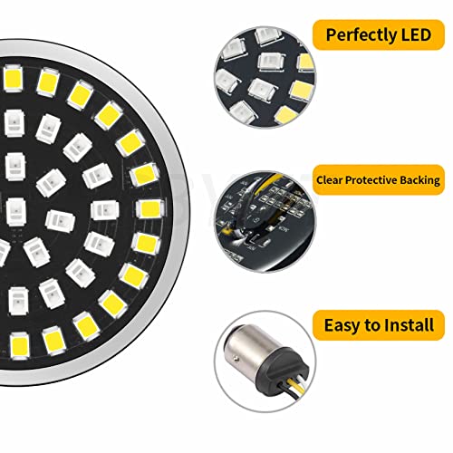PBYMT 1157 LED Front Turn Signal Light 2" Bullet Smoke Lens Cover Kit Compatible for Harley Davidson Dyna Softail Touring Road King Electra Street Glide 1997-2024 - Image 4