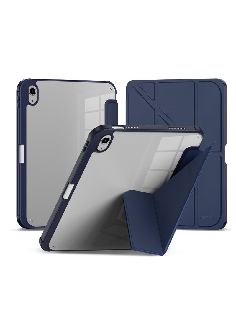 تيرا كفر ايباد تيرا الجيل العاشر10 /2022 مع حامل قلم ذكي غطاء ذكي رفيع بمسند ازرق/شفاف - Image 1