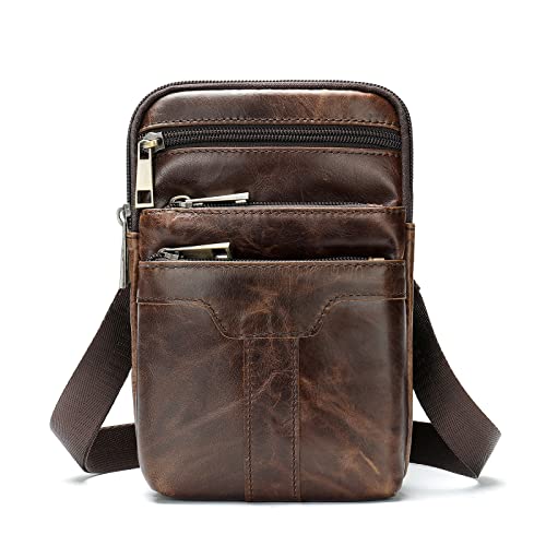 WFCKPQF Cell Phone Holder Waist Belt Bag, Small Bag Crossbody Men Cell Phone Purse, Leather Waterproof Mens Cell Phone Belt Holster Case Belt Waist Bag Travel Messenger Pouch Shoulder Pack Sling Wallet - Image 1