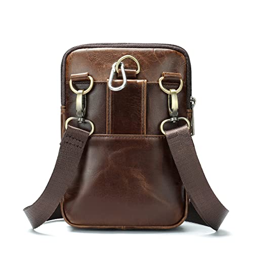 WFCKPQF Cell Phone Holder Waist Belt Bag, Small Bag Crossbody Men Cell Phone Purse, Leather Waterproof Mens Cell Phone Belt Holster Case Belt Waist Bag Travel Messenger Pouch Shoulder Pack Sling Wallet - Image 2
