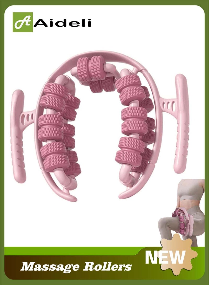 Aideli Waist and Leg Slimming Roller, Lymphatic Drainage Massager, 360° Anti Cellulite Massage Tool with 28 Wheels, Manual Massager for Thighs, Calves & Arms, Gift for Women (Pink) - Image 1