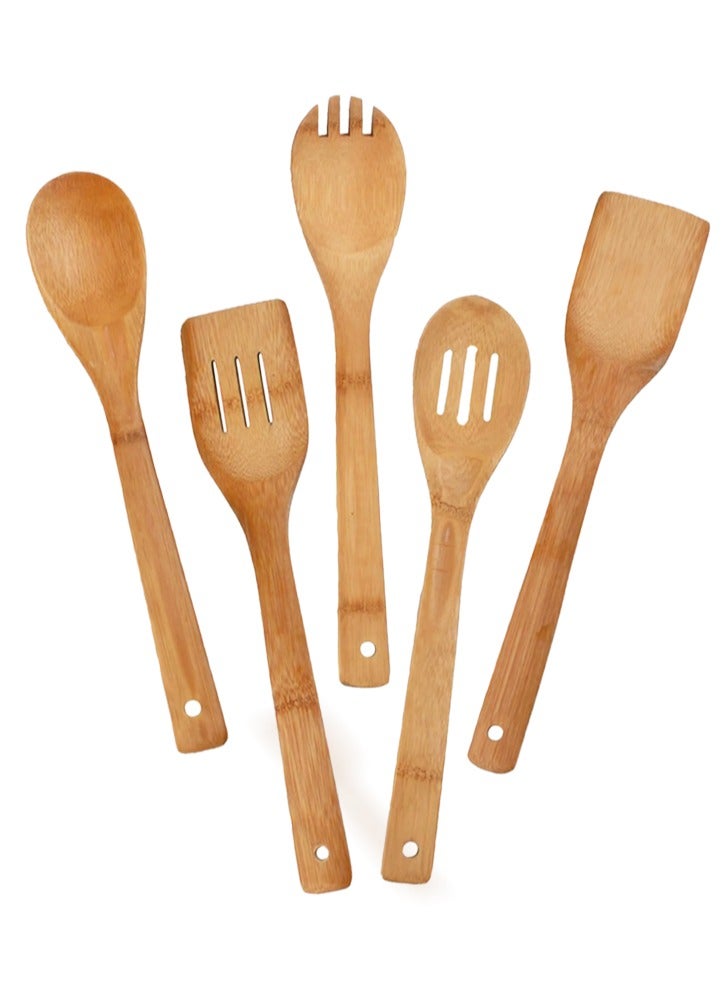 Bisbell 5 Pieces Organic Bamboo Kitchen Tools Brown,BB3553 - Image 1
