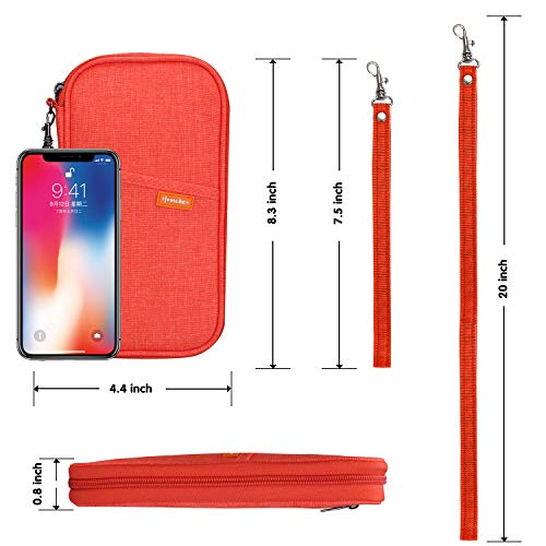 jiemei RFID Family Passport Wallet Holder Waterproof, Travel Document Organizer Credit Card Clutch Bag for Men Women (RFID Orange) - Image 4