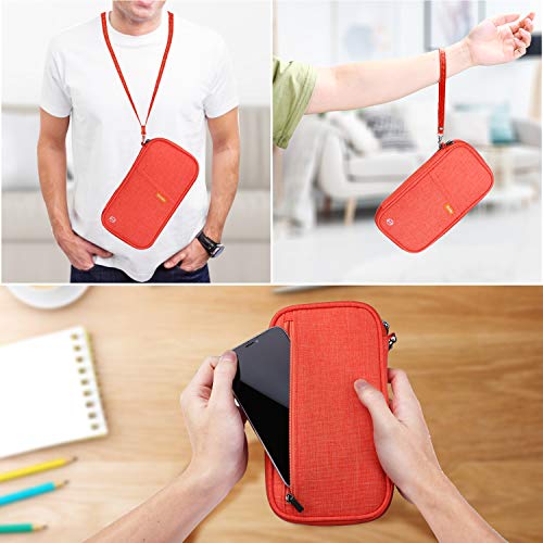 jiemei RFID Family Passport Wallet Holder Waterproof, Travel Document Organizer Credit Card Clutch Bag for Men Women (RFID Orange) - Image 2