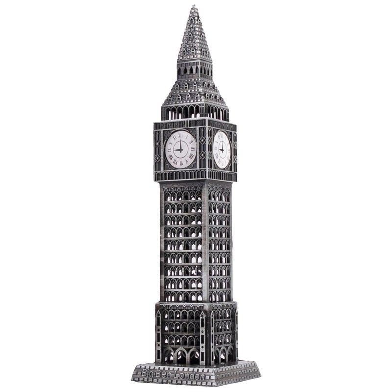 Framendino Silver Big Ben Figurine Metal Building Model Statue for Table Home Decor