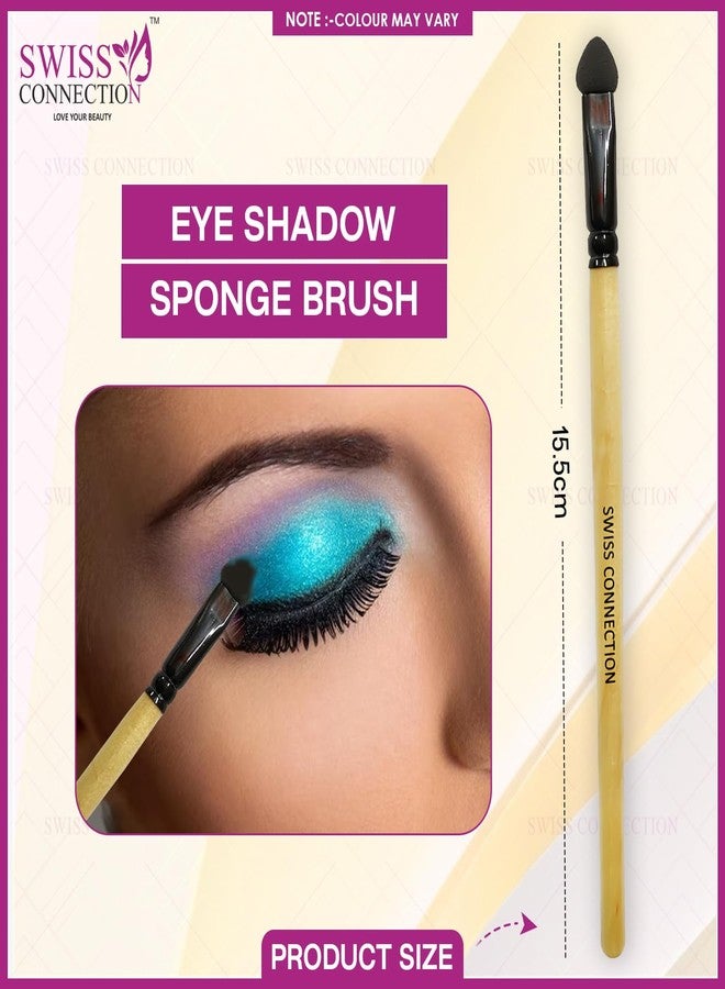 Swiss Connection Eyeshadow Sponge Brush, Professional Eye Makeup Applicators & wooden handle non-slip grip Eye Makeup Brush for Women & Girls(Pack of 4) - Image 2