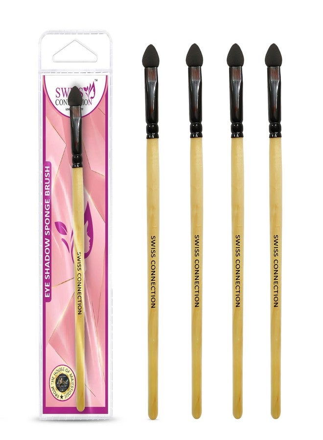 Swiss Connection Eyeshadow Sponge Brush, Professional Eye Makeup Applicators & wooden handle non-slip grip Eye Makeup Brush for Women & Girls(Pack of 4) - Image 1