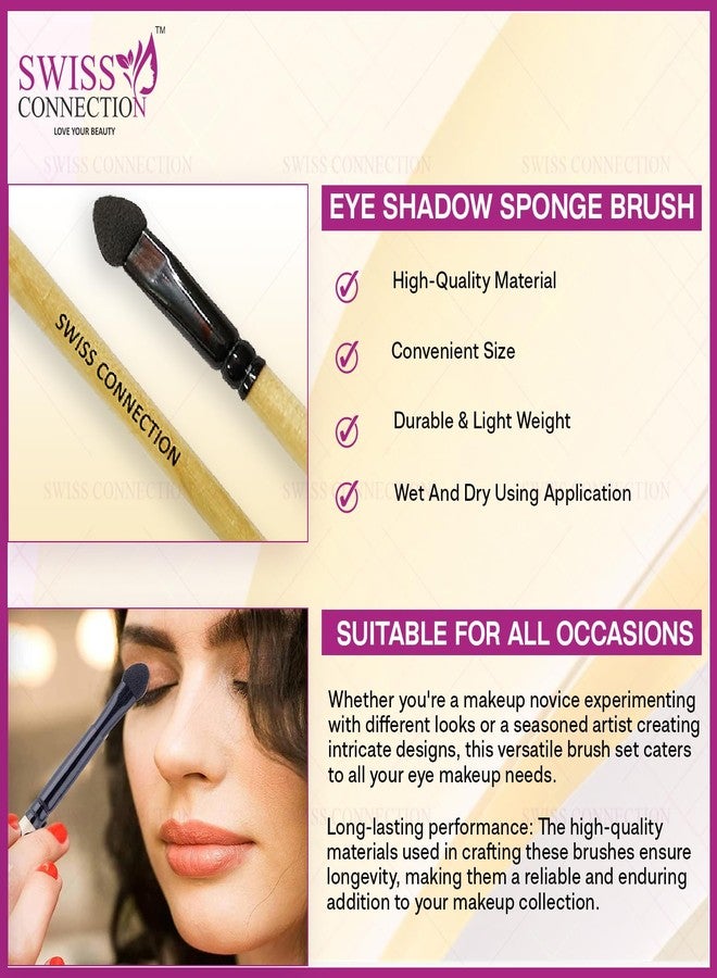 Swiss Connection Eyeshadow Sponge Brush, Professional Eye Makeup Applicators & wooden handle non-slip grip Eye Makeup Brush for Women & Girls(Pack of 4) - Image 3