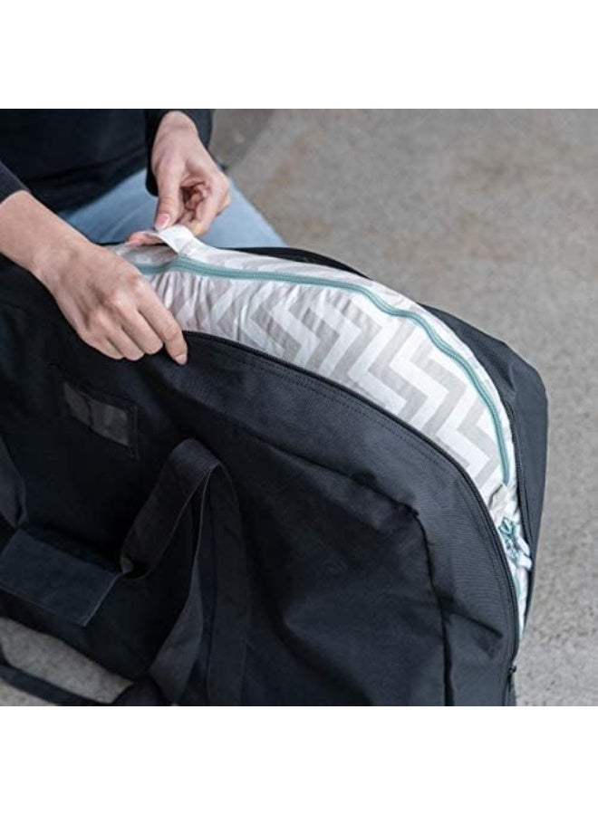 JumpOff Jo - Travel Bag and Transport Tote for Kids & Adults, Features Two Durable Carrying Handles & an Adjustable Shoulder Strap Tote Bag, with a Drawstring Dust Bag & Personalized Name Tag (Black)