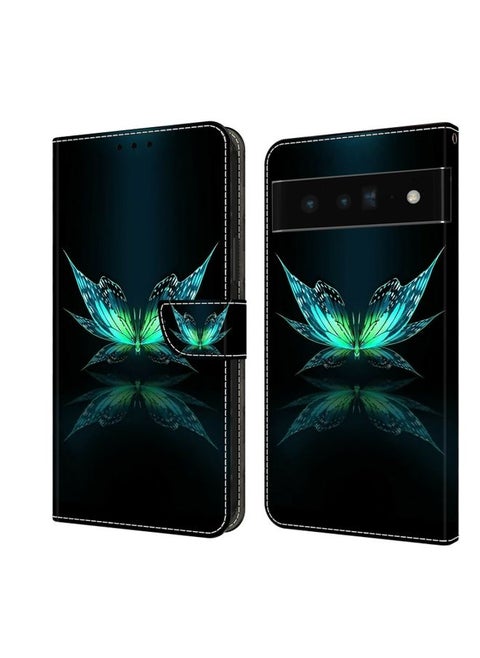 Case Cover For For Google Pixel 6 Pro Crystal 3D Shockproof Protective Leather Phone Case(Reflection Dutterfly)