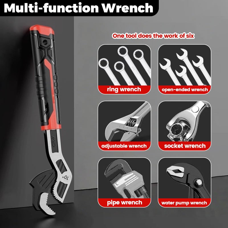 Rhevosil 6â€ 8â€ 10â€ Multi-function Self-locking Pipe Wrench Set, Chromium Vanadium Steel,Plumbers Wrench with Self Tightening Function for 9/32â€-1 3/8â€ (7-35mm) Pipe Fittings and Nuts (1set) - Image 5