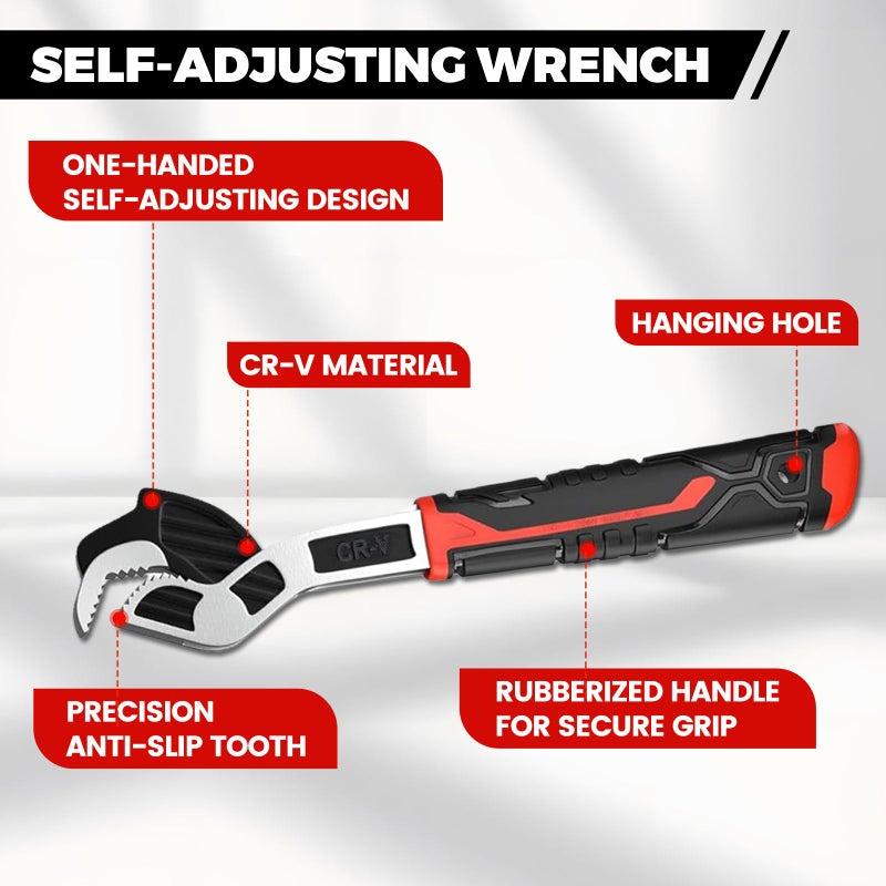 Rhevosil 6â€ 8â€ 10â€ Multi-function Self-locking Pipe Wrench Set, Chromium Vanadium Steel,Plumbers Wrench with Self Tightening Function for 9/32â€-1 3/8â€ (7-35mm) Pipe Fittings and Nuts (1set) - Image 2