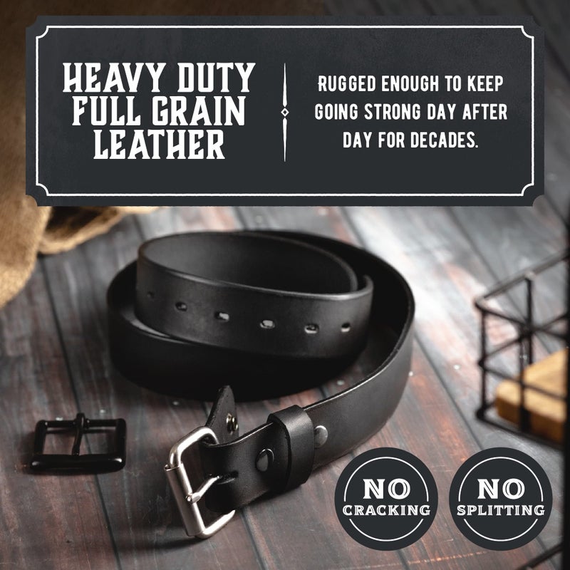 Main Street Forge No Buckle Belt | Made in USA Mens Cowboy Belt | 1 1/2" Leather Belt Strap | Bootlegger Brown 34 - Image 3