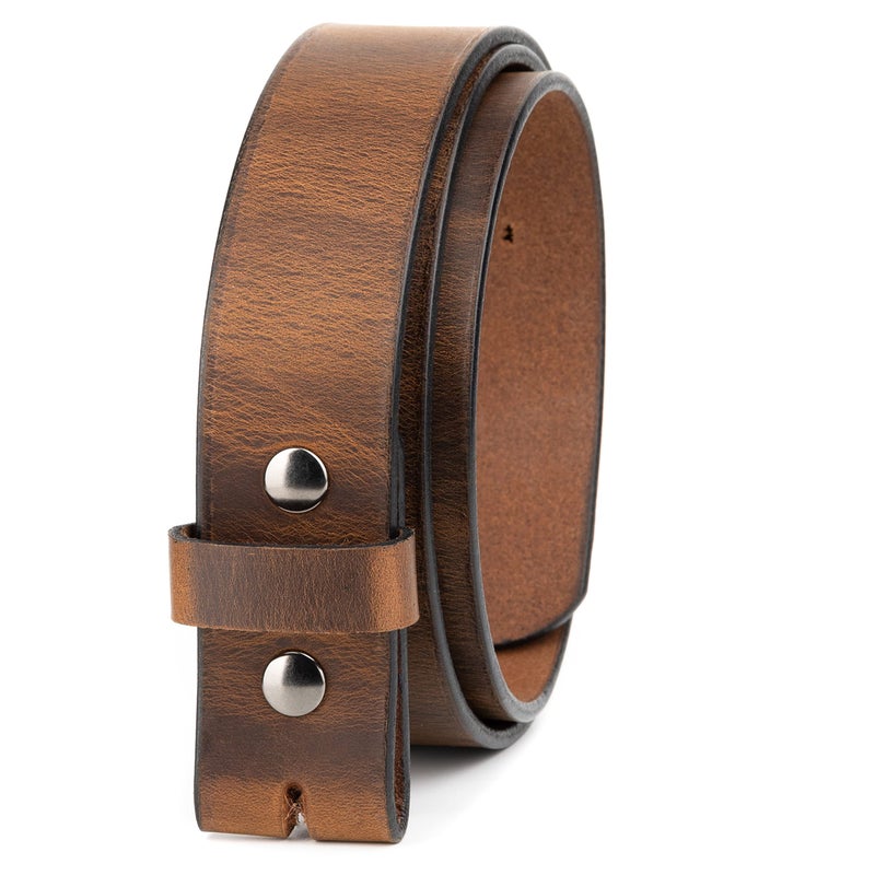 Main Street Forge No Buckle Belt | Made in USA Mens Cowboy Belt | 1 1/2" Leather Belt Strap | Bootlegger Brown 34 - Image 1