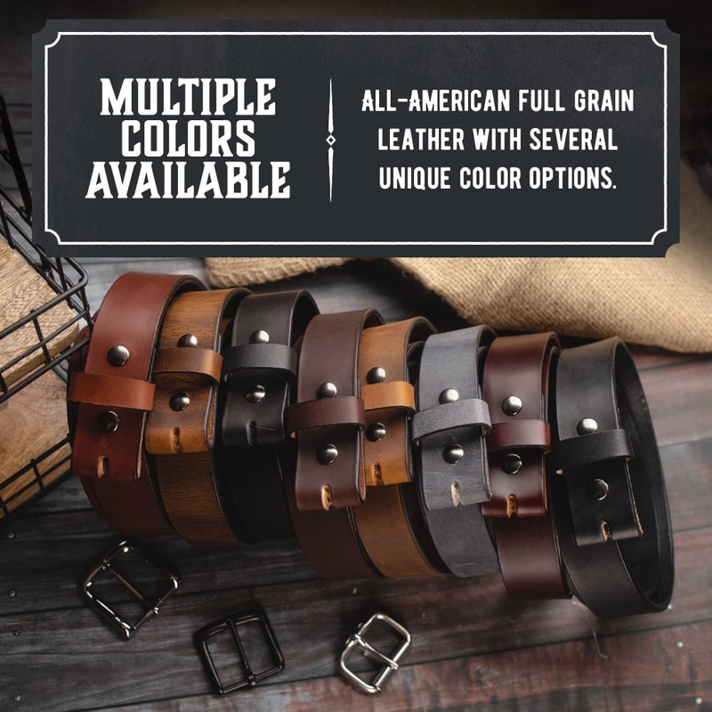 Main Street Forge No Buckle Belt | Made in USA Mens Cowboy Belt | 1 1/2" Leather Belt Strap | Bootlegger Brown 34 - Image 5