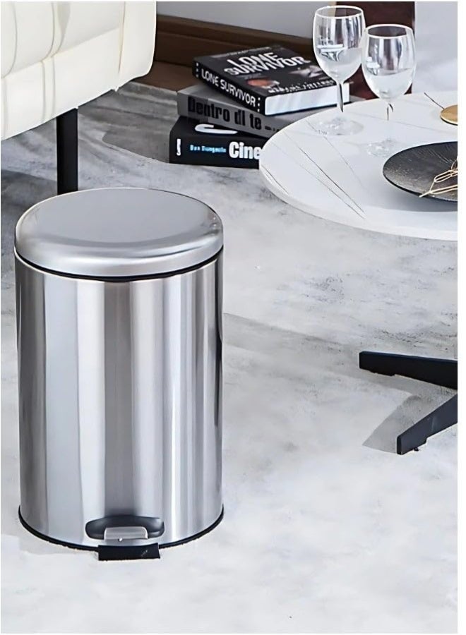 AKC سلة مهملات بخاصية اللمسة النهائية غير اللامعة سعة 20 لتر - غطاء يغلق بهدوء، فولاذ مقاوم للصدأ ضد بصمات الأصابع للمطبخ والحمام - Image 2