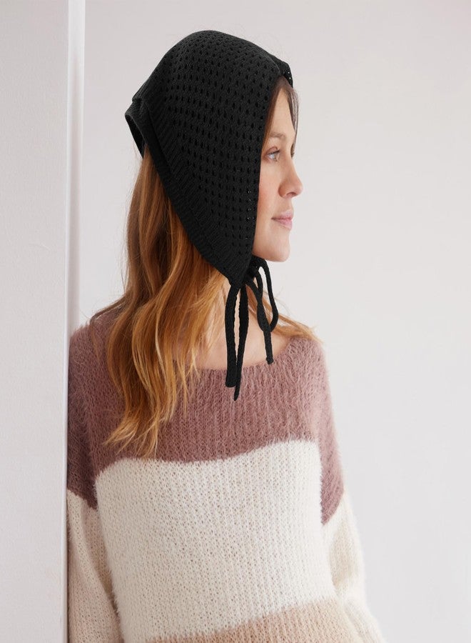 DOCILA Black Knit Hair Cover Beanie Women Warm Knitting Square Head Wrap Scarf Knitted Neck Collar Hoods Lightweight - Image 3