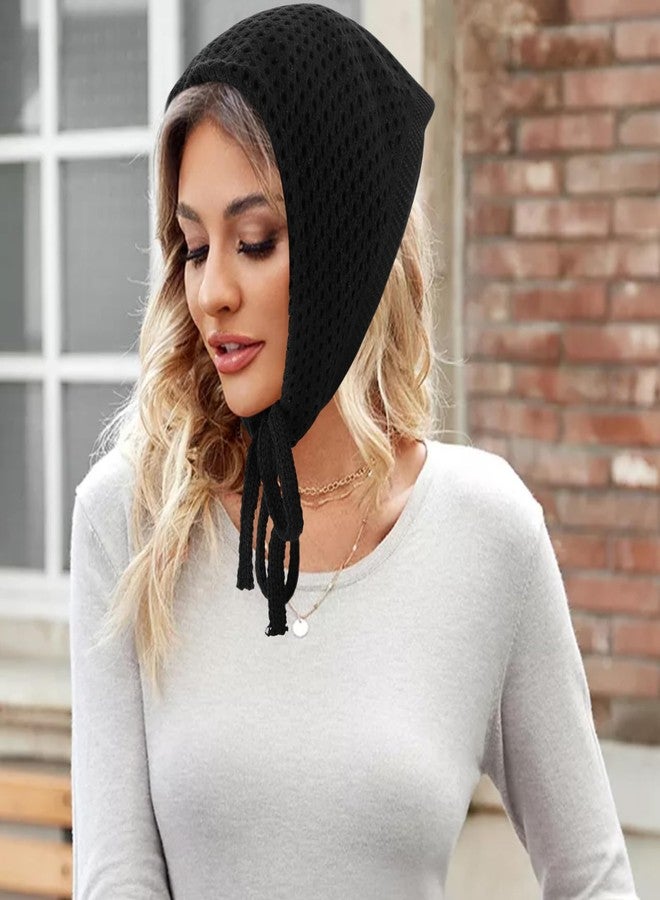DOCILA Black Knit Hair Cover Beanie Women Warm Knitting Square Head Wrap Scarf Knitted Neck Collar Hoods Lightweight - Image 2