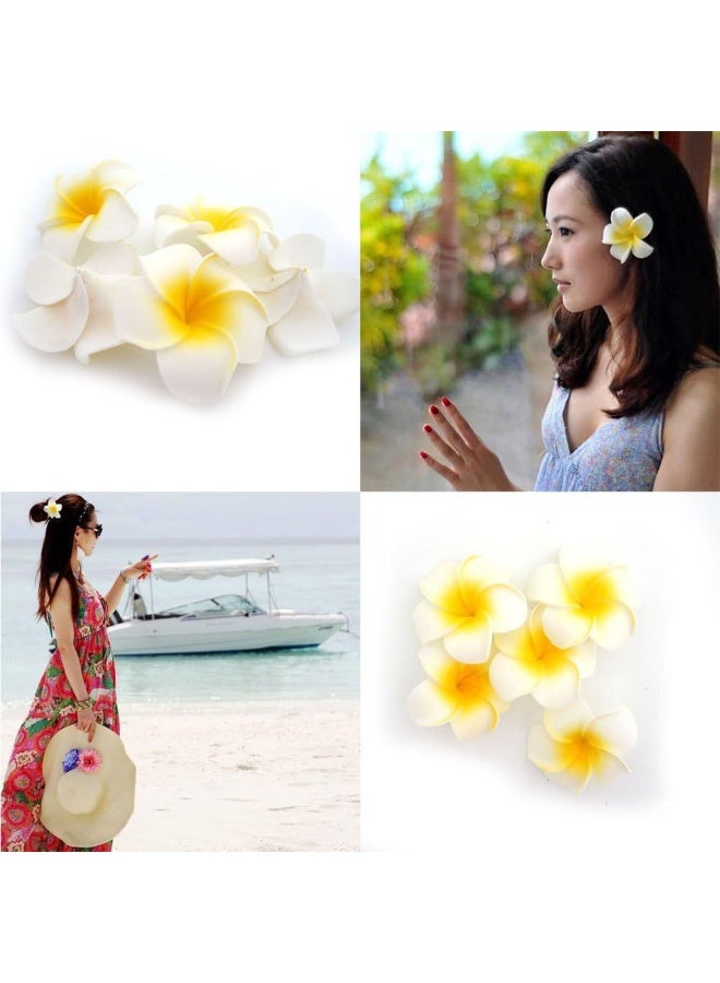 Set of 10 Realistic Artificial Plumeria Flower Hair Clips (Beach/Seaside Style) - Image 2