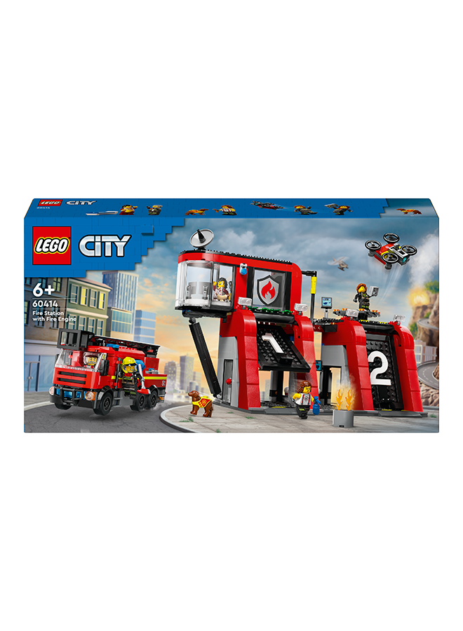 LEGO City Fire Station with Fire Engine Toy Playset 60414 (Age 6+, 843 Pieces) - Image 2