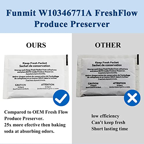Funmit W10346771A Fresh Flow Produce Preserver Keep Fresh Packet Refill Compatible with Whirlpool Refrigerator Replaces Part # P1FB6S1 & P1KL6S1CS (8 Pouches - 4 Pack) - Image 3