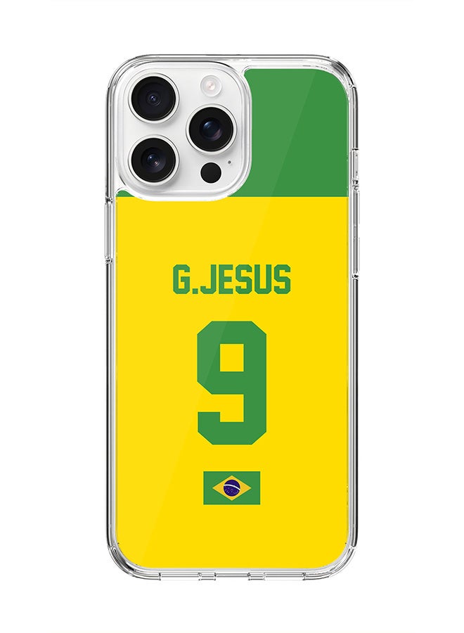 Stylizedd For iPhone 16 Pro Max Case [Compatible with MagSafe] Slim Magnetic cover Clear Phone Case - Football Team - Brazil, G.Jesus - Image 1