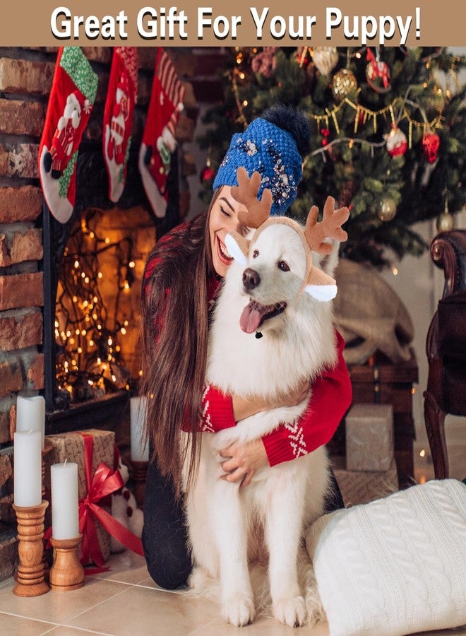 Beviliu Dog Reindeer Antlers Headband, Brown Dog Christmas Antlers Costume for Medium Large Dogs Fluffy Elastic Pet Costume, Adjustable Deer Antlers for Dogs & Cats Halloween Party Birthday - Image 4