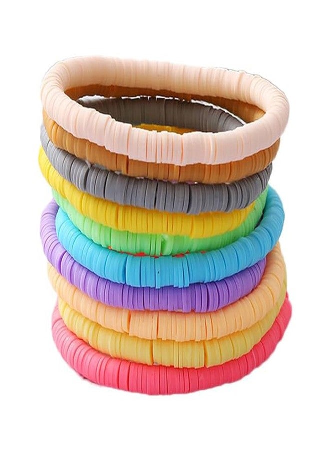 SCRDPRAD Bohemian Stackable Heishi Vinyl Clay Disc Colorful Beaded Elastic Bracelet Summer Beach Surfer Stacking Stretch Bangle Friendship Handmade Jewelry for Women-mix - Image 1