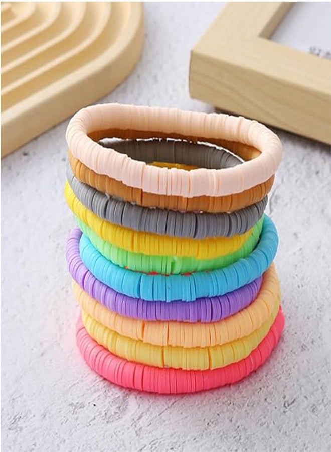 SCRDPRAD Bohemian Stackable Heishi Vinyl Clay Disc Colorful Beaded Elastic Bracelet Summer Beach Surfer Stacking Stretch Bangle Friendship Handmade Jewelry for Women-mix - Image 2