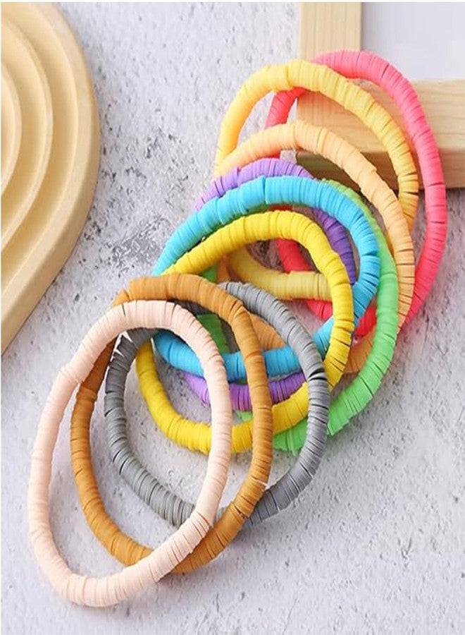 SCRDPRAD Bohemian Stackable Heishi Vinyl Clay Disc Colorful Beaded Elastic Bracelet Summer Beach Surfer Stacking Stretch Bangle Friendship Handmade Jewelry for Women-mix - Image 3