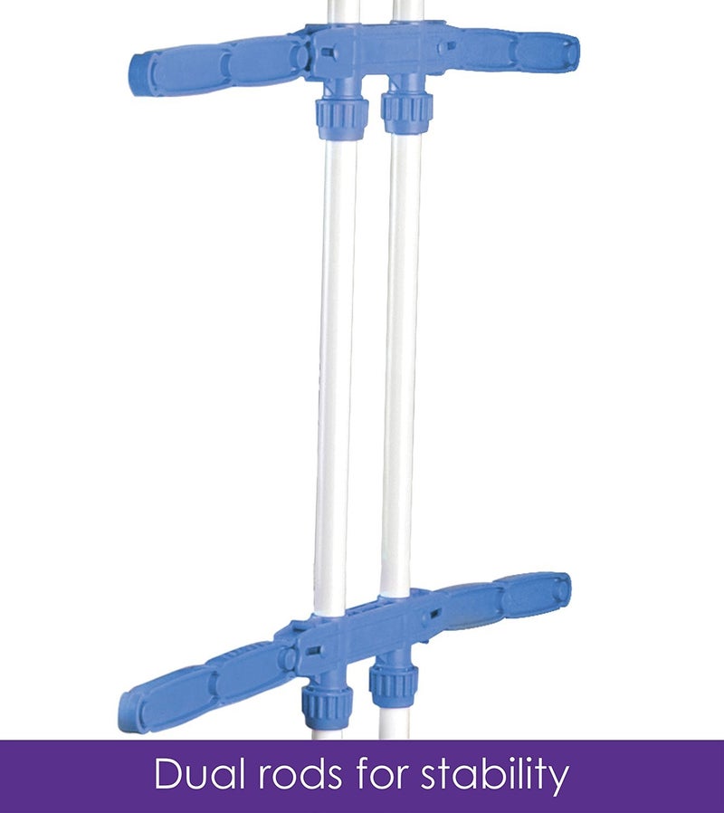 GRAZIA Clothes Drying Stand with 2 Pole 1 Layers and Wheels (Blue)-Jumbo ms Made in India - Image 4