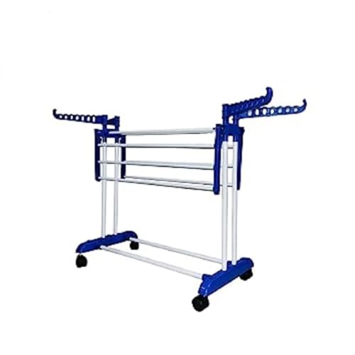 GRAZIA Clothes Drying Stand with 2 Pole 1 Layers and Wheels (Blue)-Jumbo ms Made in India - Image 2