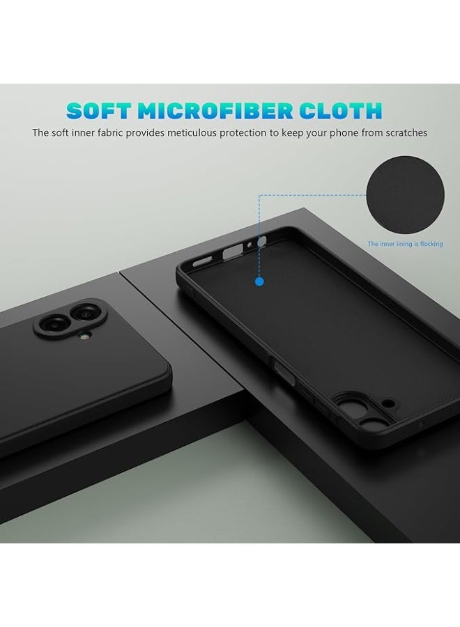 Case for Samsung Galaxy A07 4G Case with 2 Pack Tempered Glass Screen Protector, Liquid Silicone Shockproof Anti-Scratch Soft TPU Thin Phone Cover - Black - Image 2