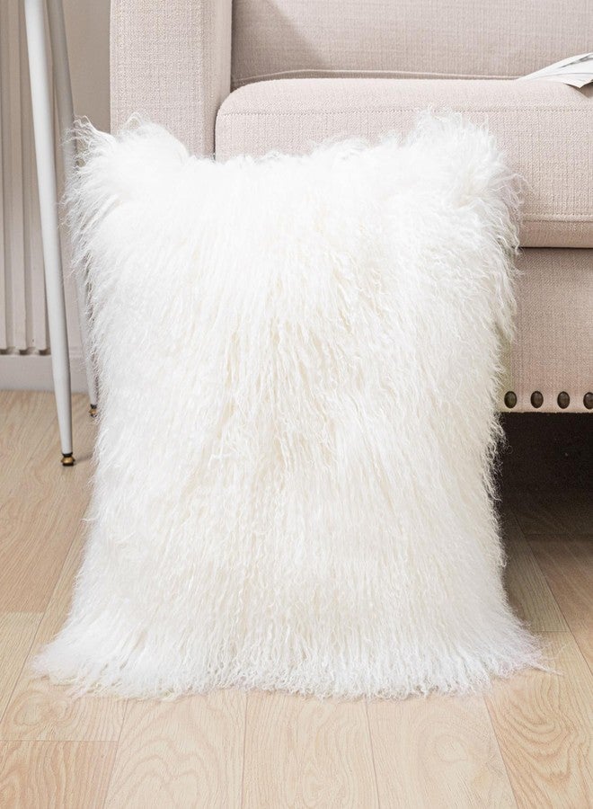 yingda1992 Mongolian Lamb Fur Throw Pillow Cover Soft Fluffy Decorated for Livingroom Car Accessories, 45cm (18") White - Image 5