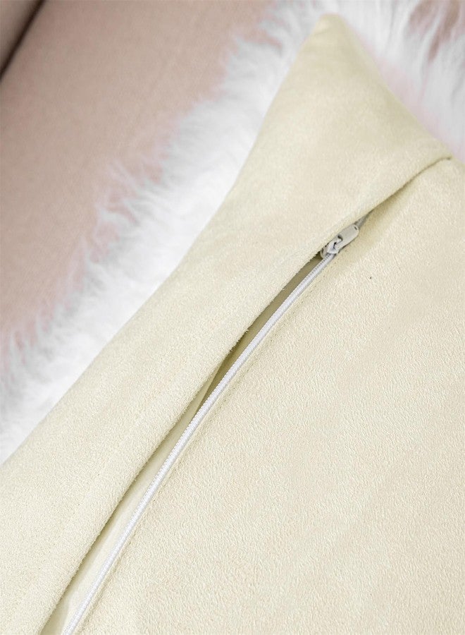 yingda1992 Mongolian Lamb Fur Throw Pillow Cover Soft Fluffy Decorated for Livingroom Car Accessories, 45cm (18") White - Image 4