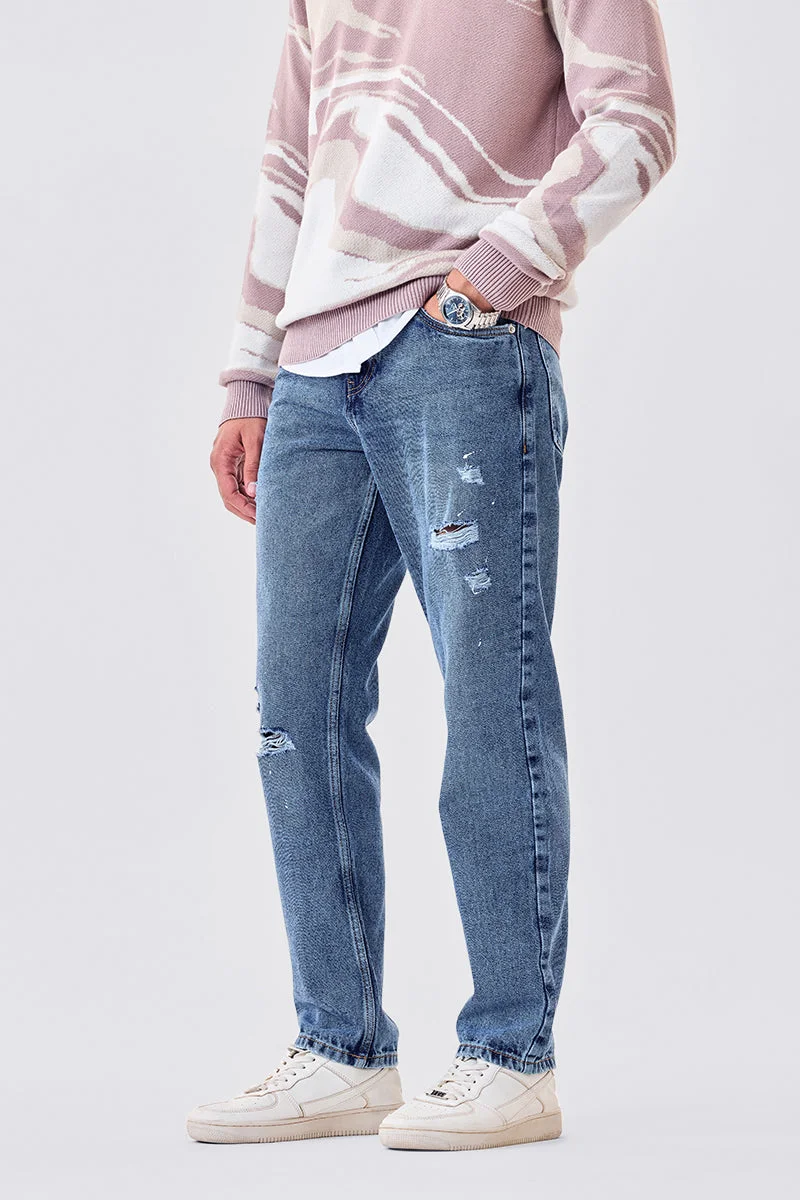 سنيتش جينز بقصة مريحة بتصميم ممزق