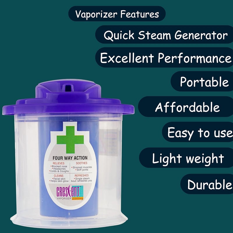Crescent Steamer for Cold Easy to Use Lightweight Portable Face Steamer for Facial Durable Longlasting Steam Inhaler for Cold and Cough Sauna Vaporizer Easy to Clean Color Blue Pack of 1 - Image 5