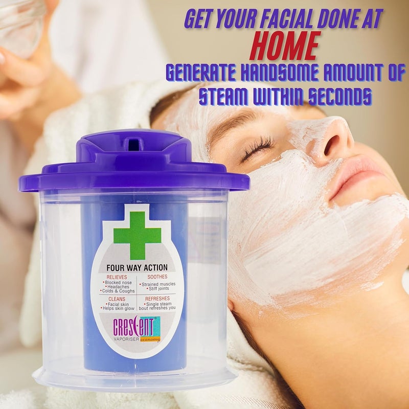 Crescent Steamer for Cold Easy to Use Lightweight Portable Face Steamer for Facial Durable Longlasting Steam Inhaler for Cold and Cough Sauna Vaporizer Easy to Clean Color Blue Pack of 1 - Image 3