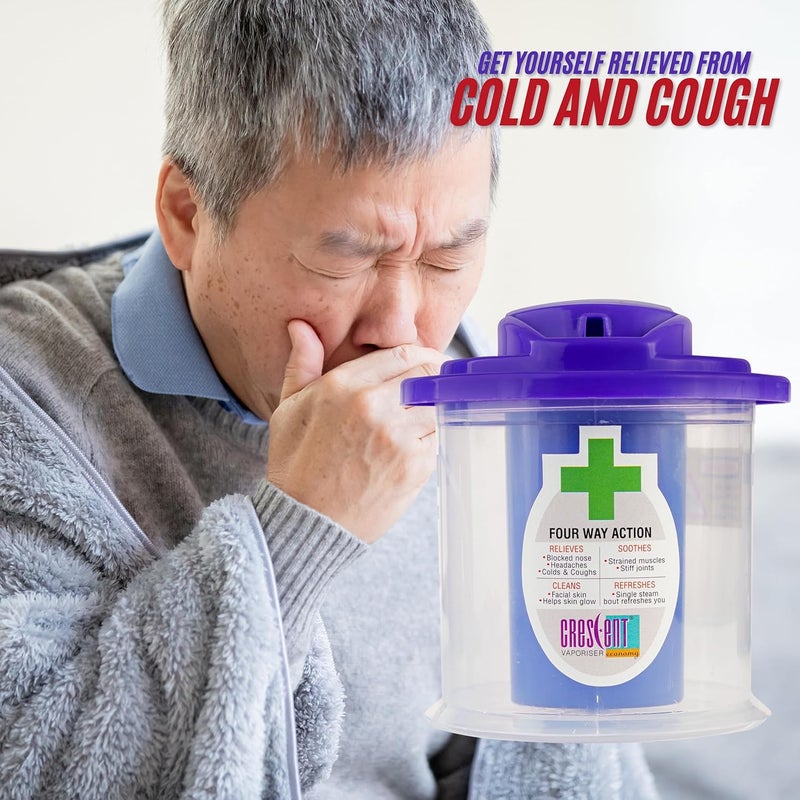 Crescent Steamer for Cold Easy to Use Lightweight Portable Face Steamer for Facial Durable Longlasting Steam Inhaler for Cold and Cough Sauna Vaporizer Easy to Clean Color Blue Pack of 1 - Image 4