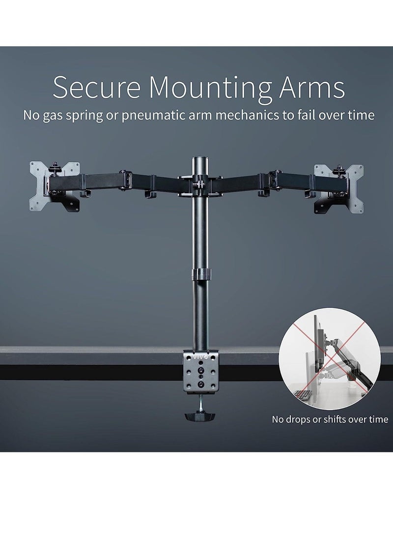 Dual Monitor Desk Mount, Heavy Duty Fully Adjustable Stand, Fits 2 LCD LED Screens up to 30 inches, Black - Image 4
