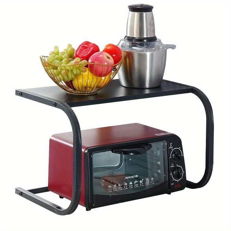 Ndola 1-Shelf Antique Black Metal Microwave Stand, Kitchen Organizer, Oven Stand, Shelf Dish Rack - Image 4