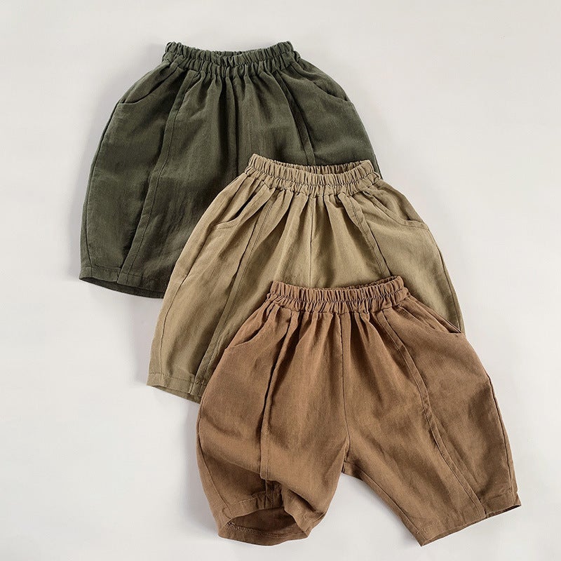 Boys' Cotton and Linen Shorts 2025 Summer Girls' Thin Breathable Shorts Korean Style Casual Pants for Children - Image 2