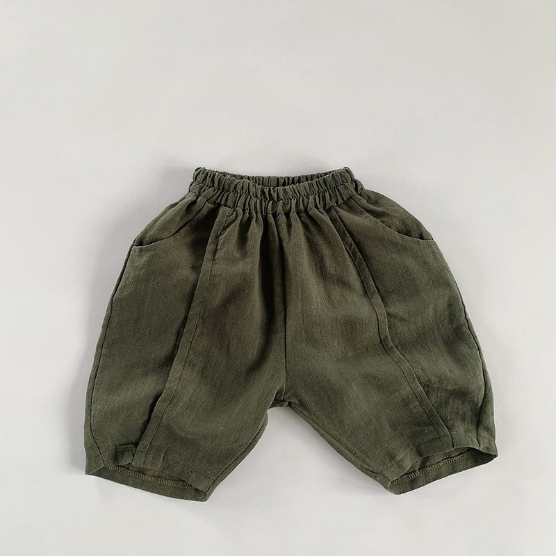 Boys' Cotton and Linen Shorts 2025 Summer Girls' Thin Breathable Shorts Korean Style Casual Pants for Children - Image 1