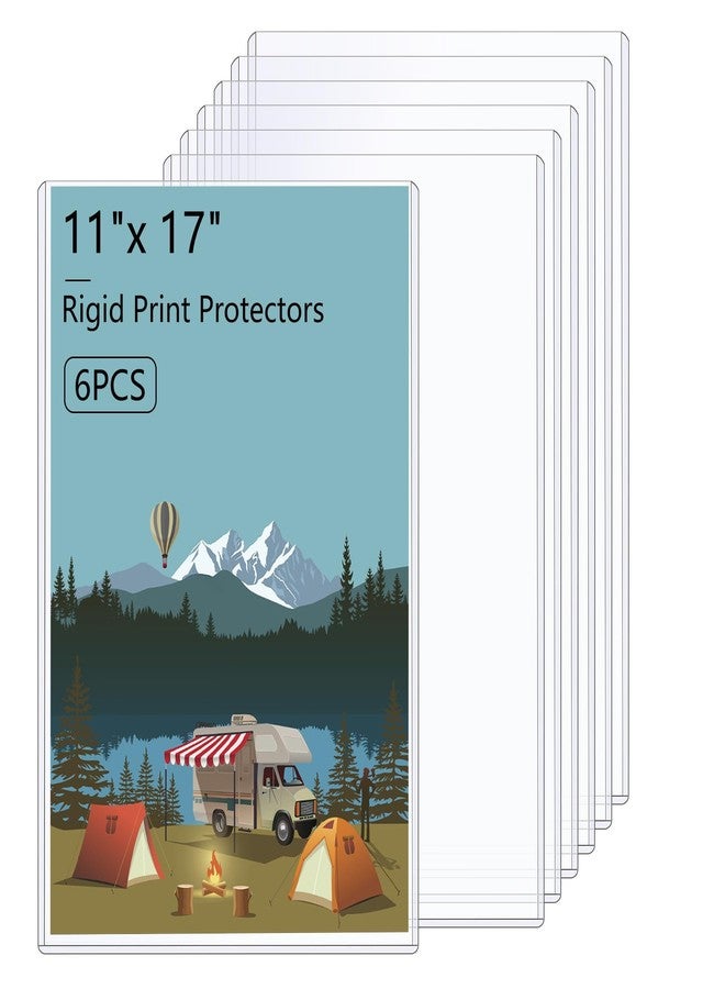 AKONEGE 6PCS 11 x 17 Rigid Print Protectors Hard Plastic Sheet Protectors, Clear Heavy Duty Top Loading Menu Holder Poster Sleeves Page Protectors Frames Holder for Magazine Photo Paper Poster Prints - Image 1
