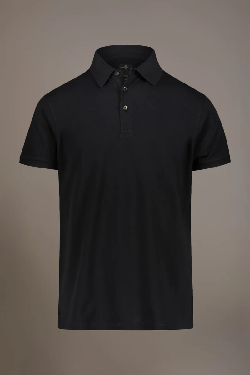 Doppelganger Black Short sleeve polo 100% cotton piquet - Black for Men | Best Price UAE