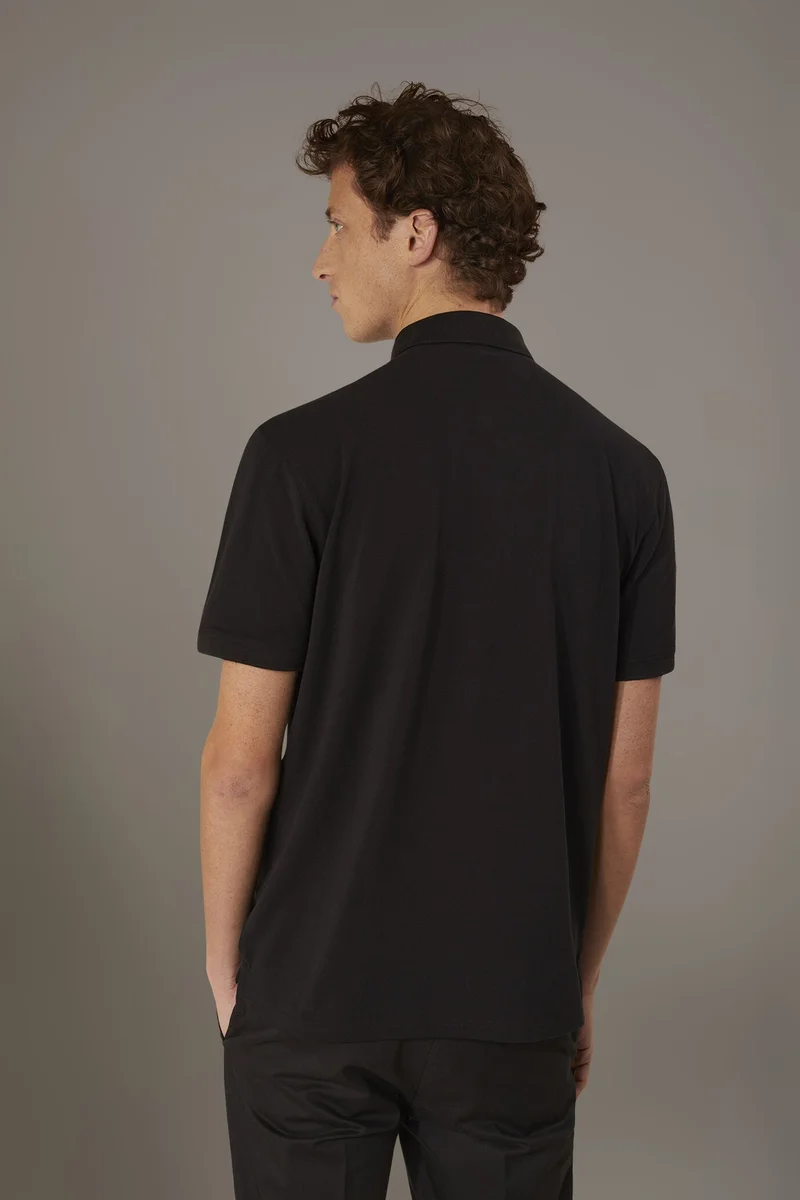 Doppelganger Black Short sleeve polo 100% cotton piquet - Black for Men | Best Price UAE